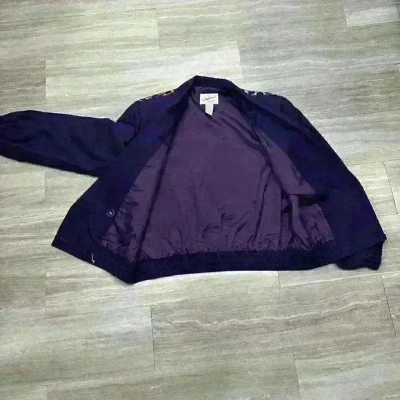 Silk Blend Vintage Purple Jaguar 1980s Style Jacket Stephanie by Suzelle - Picture 9 of 10
